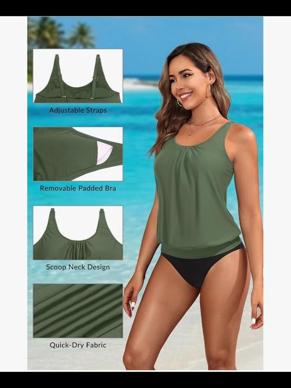 Olive Green Swim Top